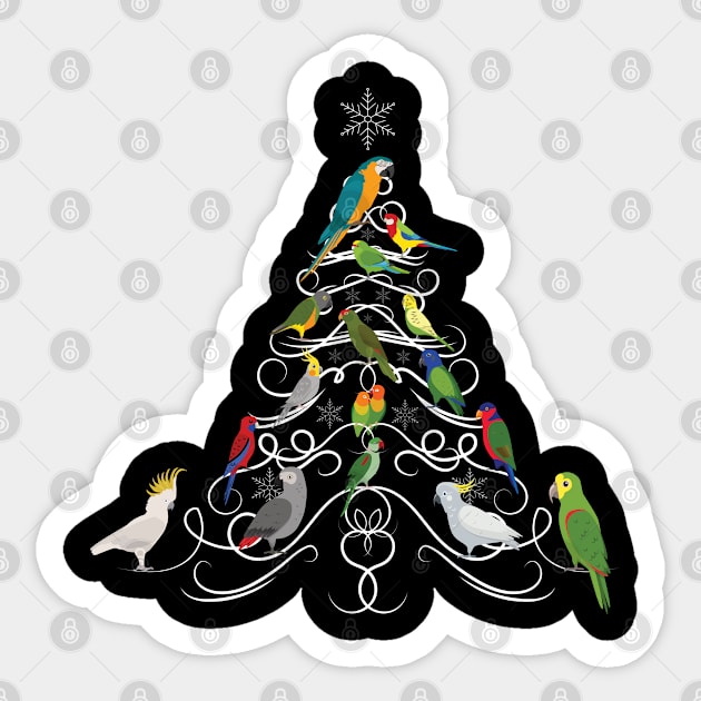 Parrot Christmas Tree - Multi-species - Flock Sticker by Einstein Parrot